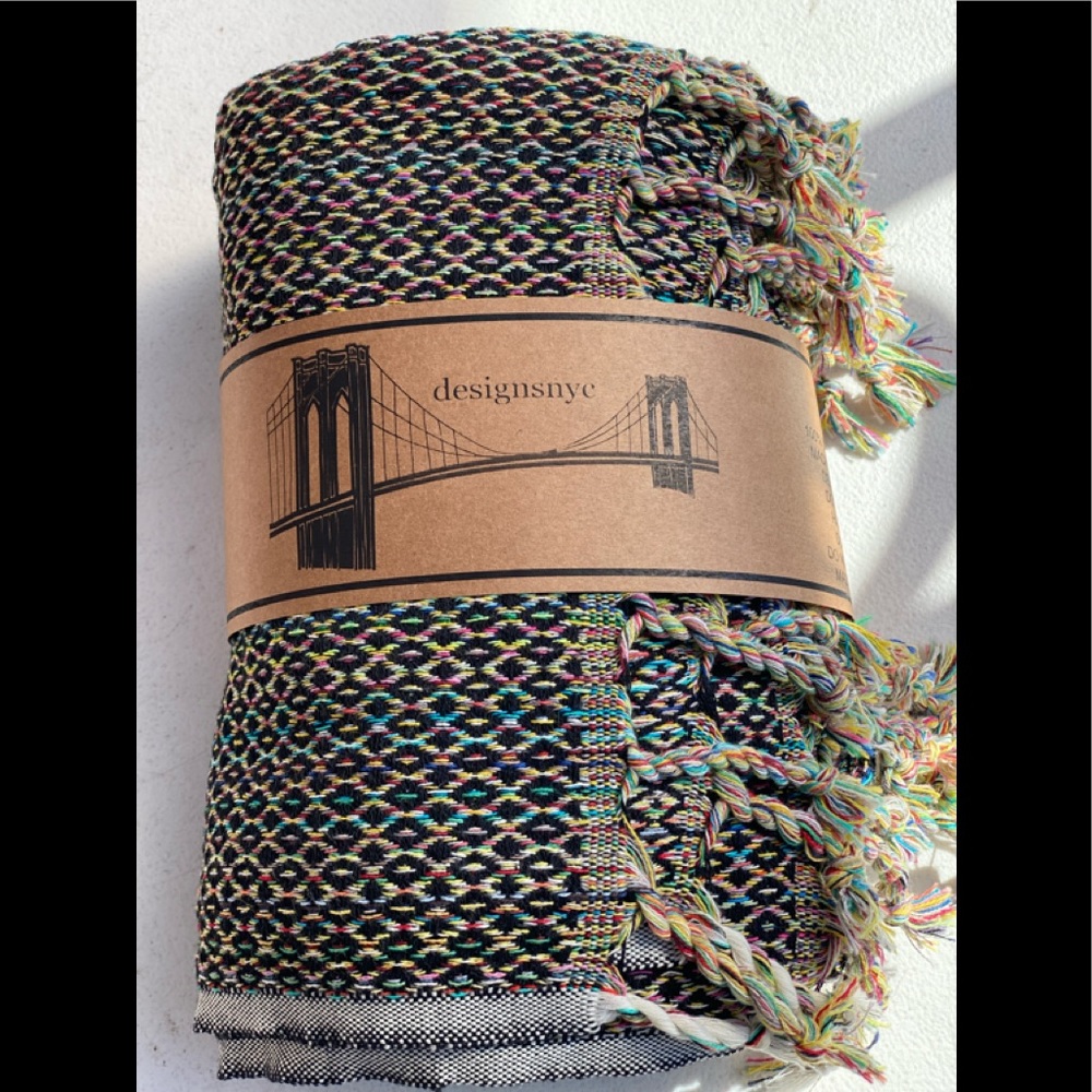Throw | Turkish cotton | Textured & Heavyweight Oversized Throw/Towel, Black